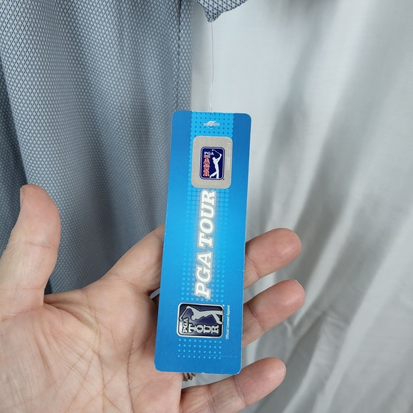 PGA Tour Polo Shirt Mens Large Gray Performance Golf Short Sleeve NEW - Picture 2 of 6